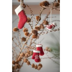 Gry &amp; Sif - Jul; filtede sm� fugle m/perlepynt til oph�ng, s�t af 3 stk.