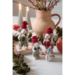 Gry &amp; Sif - Jul; filtede sm� snem�nd m/arme og pastelfarvede strikkede huer, s�t � 3 stk