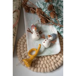 Gry &amp; Sif - Jul; filtede sm� snem�nd m/arme og pastelfarvede strikkede huer, s�t � 3 stk