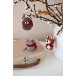 Gry &amp; Sif - Jul; lille filtet buttet mus m/r�dt t�rkl�de