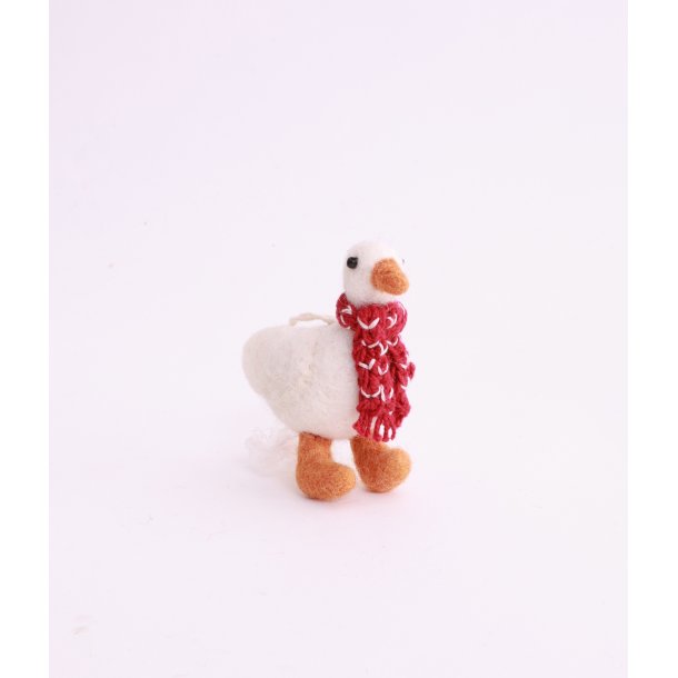 Gry &amp; Sif - Jul; lille filtet g�s m/r�dt strikket halst�rkl�de