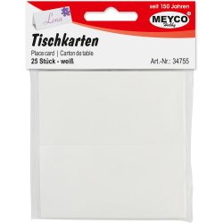 Bordkort, str. 10x5 cm(foldet), HVID, 25stk.