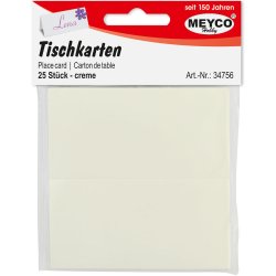 Bordkort, str. 10x5 cm(foldet), ELFENBENS farvet, 25stk.