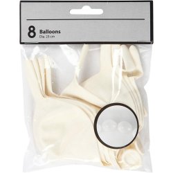 Kdeballoner, hvid 23cm, 8stk