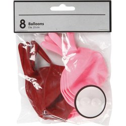 Kdeballoner, lyserde &amp; rde, 23cm, 8stk