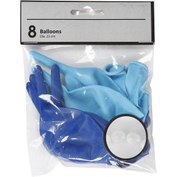 Kdeballoner, lysebl &amp; bl, 23cm, 8stk
