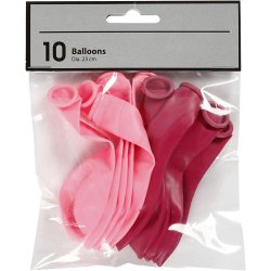 Balloner, lyserd &amp; pink, 23cm, 10stk