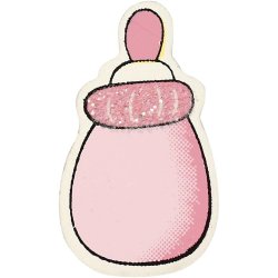 Sutteflaske i tr, lyserd, str. 22x37 mm, tykkelse 1,7 mm, glitter, 10 stk.