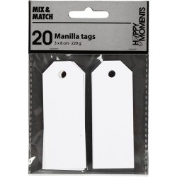 Manilla mrker, 20 stk, 80x30mm, hvid