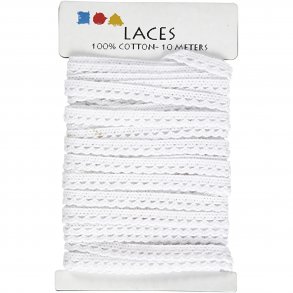 Dekorationsblonde 10mm, hvid, 10m