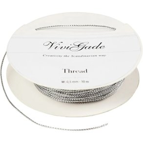 Slv snor fra Vivi Gade, 0,5mm, rulle á 10m