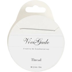 Slv snor fra Vivi Gade, 0,5mm, rulle &aacute; 10m