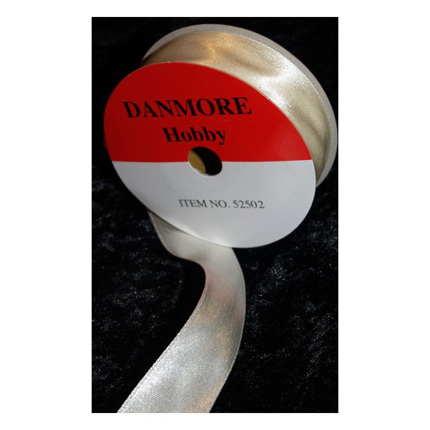 Satinb�nd 25mm, ca. 10m pr. rulle, ELFENBEN