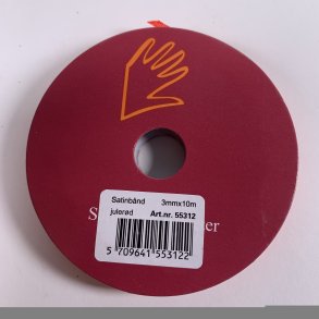 Satinb�nd 3mm, 10 m pr. rulle, JULER�D