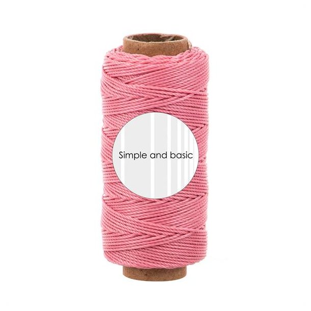 Polyester-snor til kort-sljfer &amp; andet sjov, ROSA, 0,5mm, 50meter