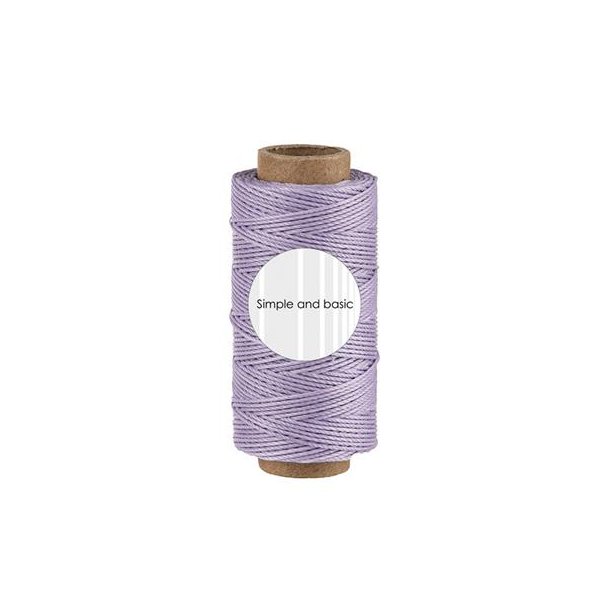 Polyester-snor til kort-sljfer &amp; andet sjov, SBA717, LYSLILLA/LYS LAVENDEL farvet, 0,5mm, 50meter
