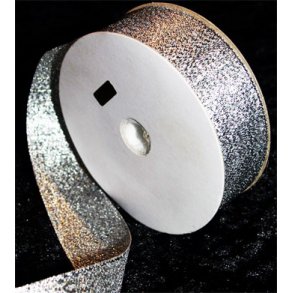Lamébnd - Metallic satinbnd 25mm, SLV GLIMMER