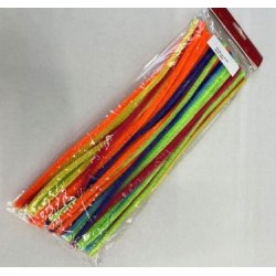 Chenille/piberenser neon-farvemix, �6mm &amp; 30cm lange, ca. 50 stk. 