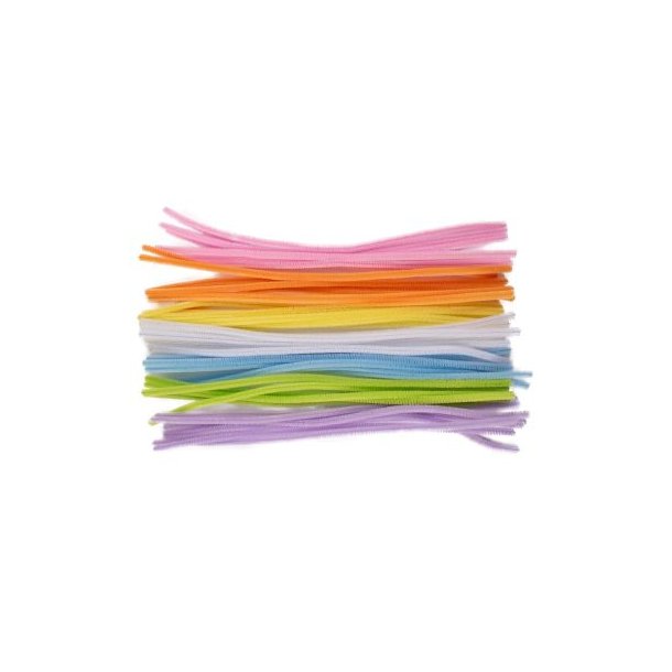 Chenille/piberenser pastel-farvemix, �6mm &amp; 30cm lange, ca. 50 stk. 