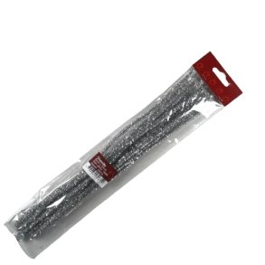 Chenille/piberenser metal, 6mm 30cm, slv, 15 stk