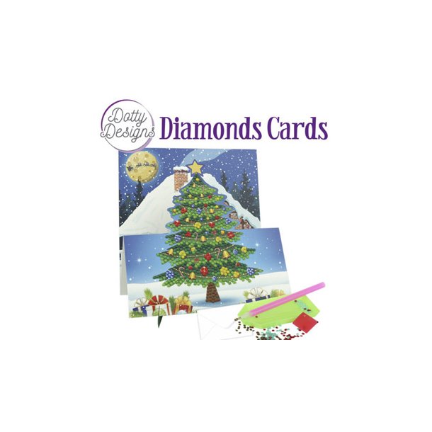 Diamonds STAND-UP Cards, Juletr &amp; gaver i sneen, 15x15cm