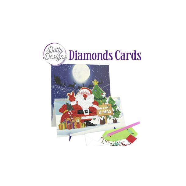 Diamonds STAND-UP Cards, Julemand &amp; masser af gaver, 15x15cm