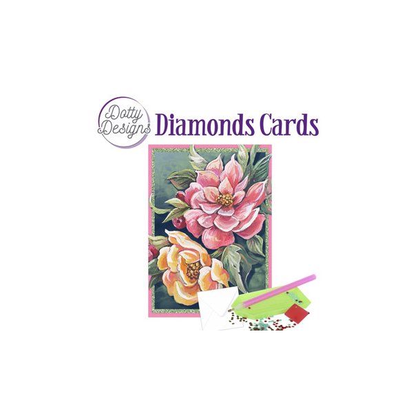 Diamonds Cards, store roser i rd og gul, A6 str.