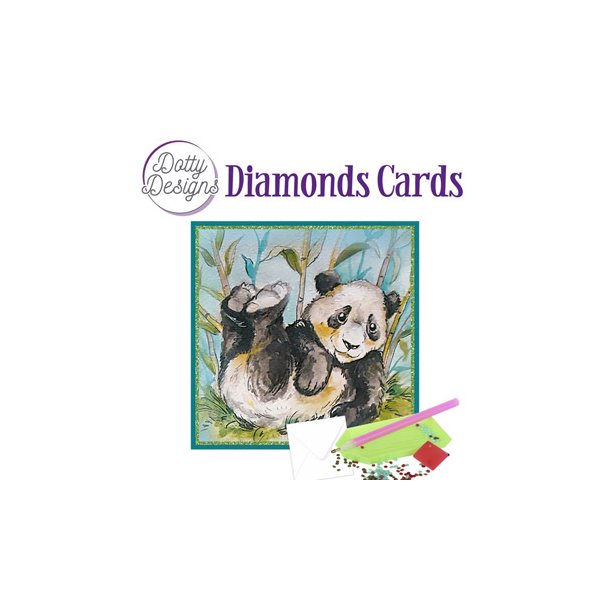 Diamonds Cards, liggende pandabjrn, 15x15cm