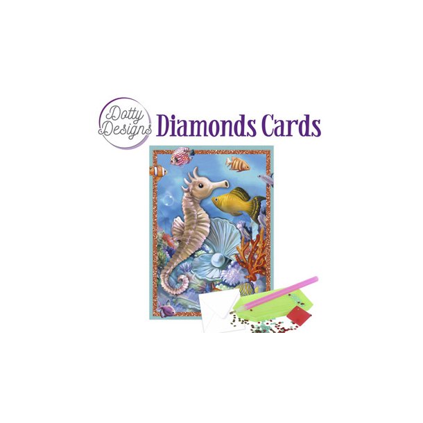 Diamonds Cards, havmotiv m/shest, fisk og koreller, A6 str.