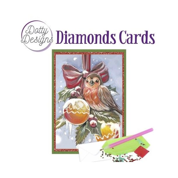 Diamonds Cards, sd fugl m/julekugler, A6 str.