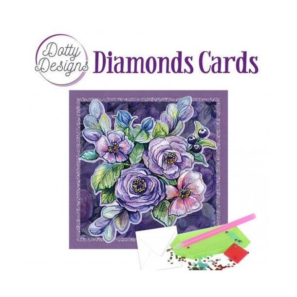 Diamonds Cards, Smukke lilla blomster, ca. 15x15cm