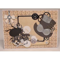 Dies/sk�re stencils, By Lene's BLD1870 - Steampunk; Ramme m/tandhjul &amp; v�rkt�j