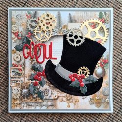 Dies/sk�re stencils, By Lene's BLD1872 - Steampunk; H�j hat, svejsebriller &amp; klips
