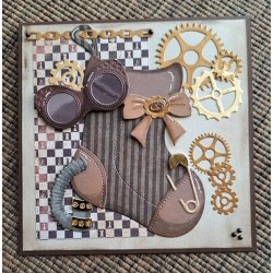 Dies/sk�re stencils, By Lene's BLD1874 - Steampunk; Lommeur, el-p�rer, sl�jfe, n�gler &amp; slange/r�r