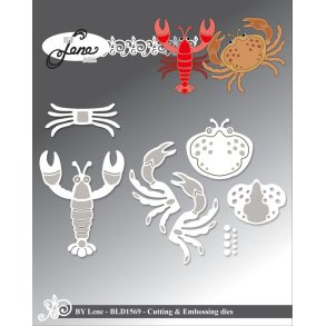 Dies/skre stencils, By Lene's BLD1569, hummer & krabbe