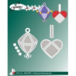 Dies/skre stencils, By Lene's BLD1589, Jule-pynt i patchworkstil#1