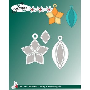 Dies/skre stencils, By Lene's BLD1590, Jule-pynt i patchworkstil#2