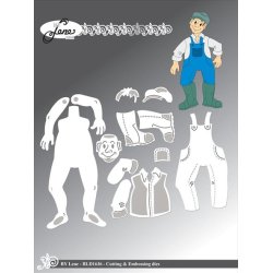 Dies/skre stencils, By Lene's BLD1636, Landmand/Mand i overalls