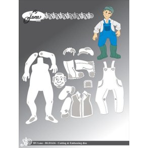 Dies/skre stencils, By Lene's BLD1636, Landmand/Mand i overalls