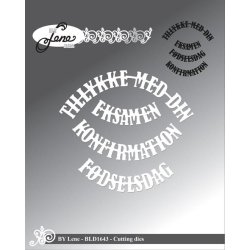 Dies/skre stencils, By Lene's BLD1643, Buede tillykke tekster