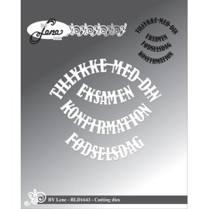 Dies/skre stencils, By Lene's BLD1643, Buede tillykke tekster