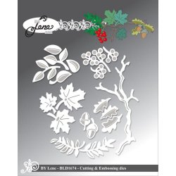 Dies/skre stencils, By Lene's BLD1674, Grene, blade og br