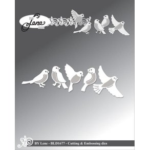 Dies/skre stencils, By Lene's BLD1677, Sm sde fugle