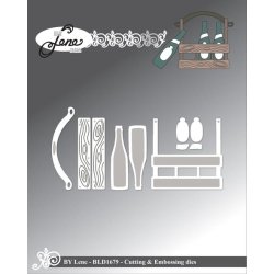 Dies/skre stencils, By Lene's BLD1679, lkasse i tr &amp; flaskel