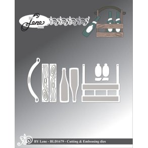 Dies/skre stencils, By Lene's BLD1679, lkasse i tr & flaskel