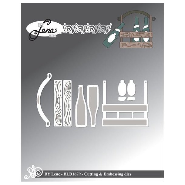 Dies/skre stencils, By Lene's BLD1679, lkasse i tr &amp; flaskel