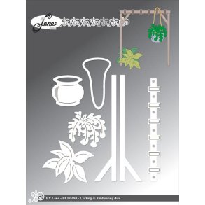 Dies/skre stencils, By Lene's BLD1684, Pergola, krukke & grnne planter