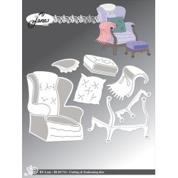 Dies/skre stencils, By Lene's BLD1714, Lnestol &amp; fodskammel