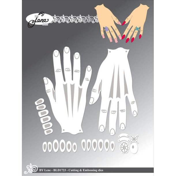 Dies/skre stencils, By Lene's BLD1723, Hnder, negle og fingerringe