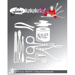 Dies/skre stencils, By Lene's BLD1724, Manicure ting, neglelak, filer, saks